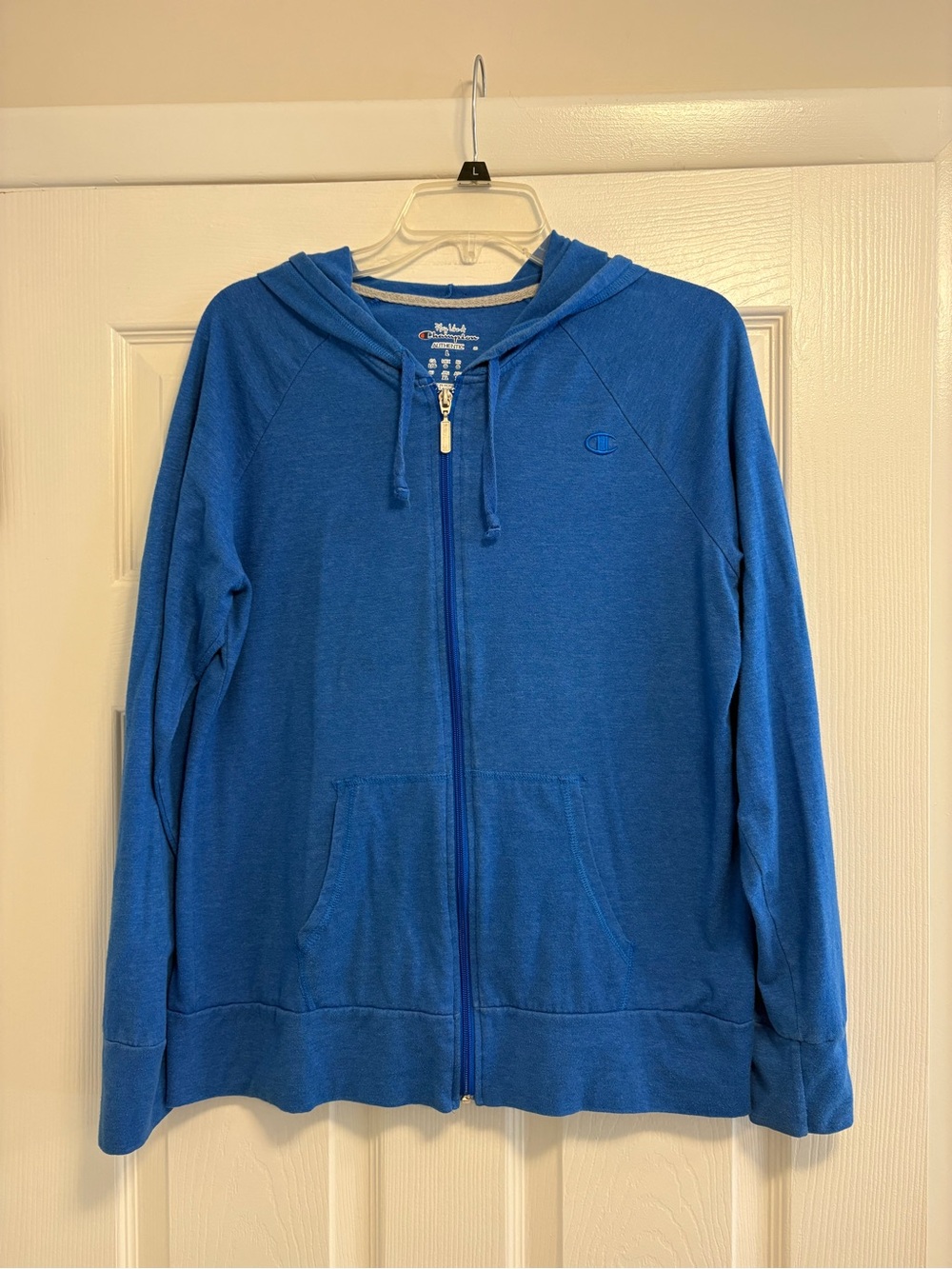 Champion Royal Blue Full-Zip Hooded Sweatshirt lightweight size women’s large